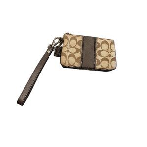 Coach Tan and Brown Wristlet with hang tag